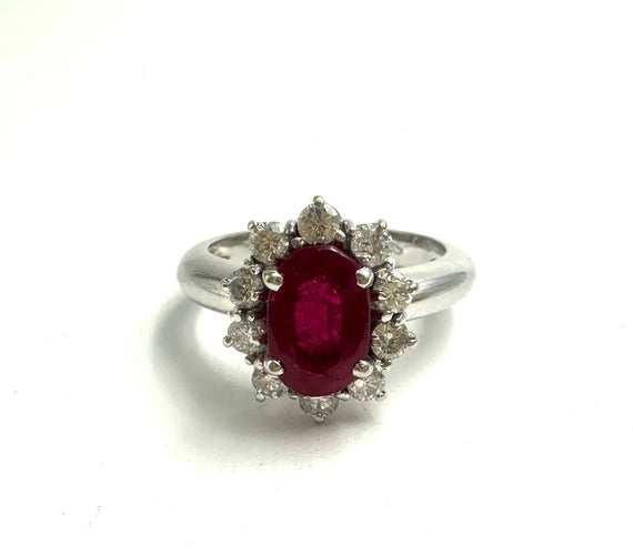 Bague 53 Bague marguerite avec rubis et diamants 58 Facettes