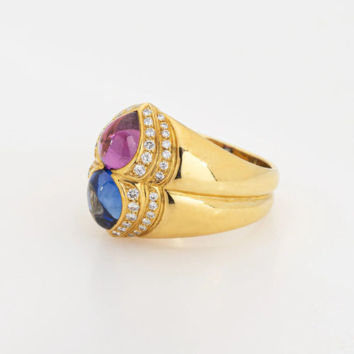 Bague 52 Chopard - Bague Or Jaune Saphir Rose & Bleu 58 Facettes G13362