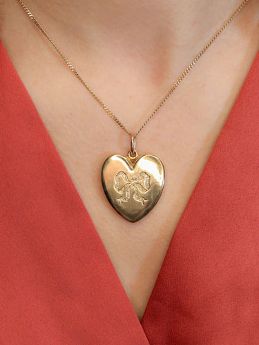 Pendentif Pendentif porte photo coeur Art Nouveau or jaune diamants taille rose 58 Facettes 1053.4