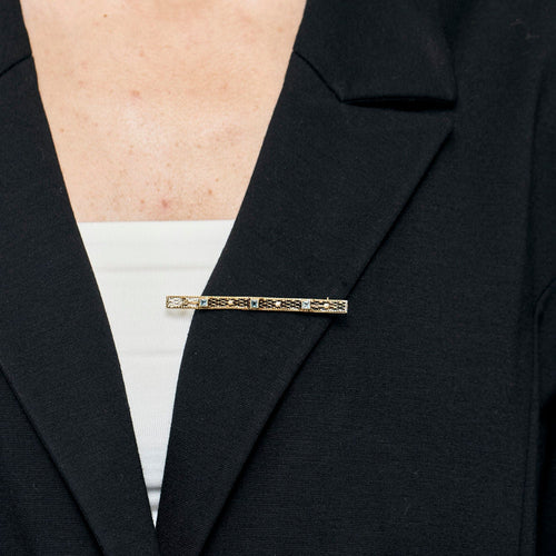 Broche Broche barette or jaune, perles de culture et aigues-marines 58 Facettes EL006