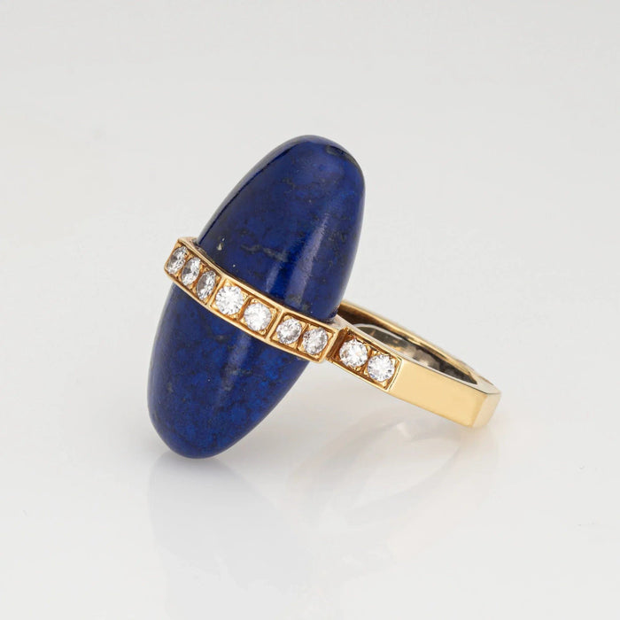 Bague 49 Bague vintage années 70 lapis diamant abstraite or jaune 58 Facettes G13579