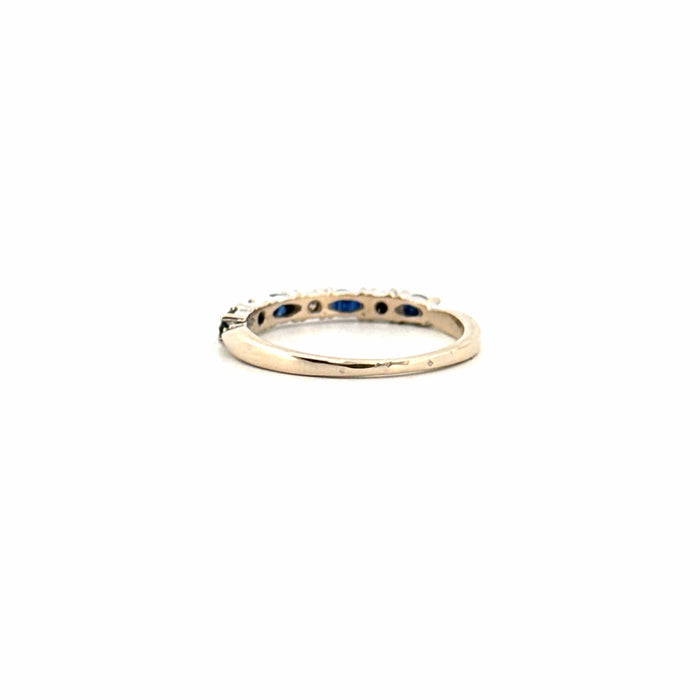 Bague 53 Alliance Demi-Tour Or Blanc 18 k Diamants & Saphirs 58 Facettes 21-GS32177-02