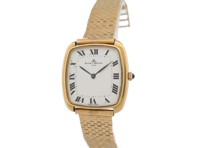 Montre vintage montre baume & mercier carree extra plate or jaune mecanique 58 Facettes 260383