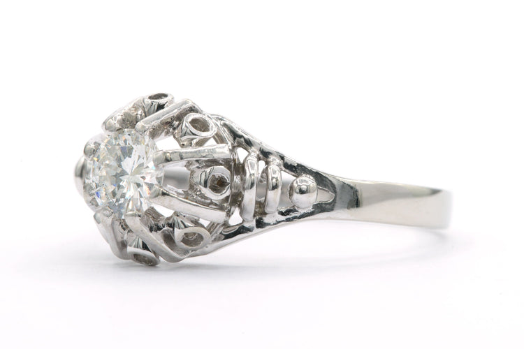 Bague 54 Bague contemporaine en or blanc sertie d'un diamant 58 Facettes B423