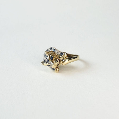 Bague 51 Bague Panthère or jaune et saphirs 58 Facettes