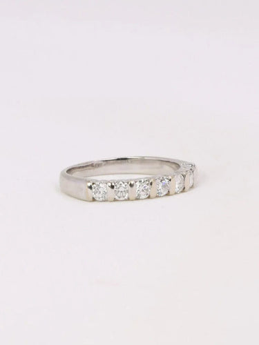 Bague 51 Alliance or blanc diamants 0,5 ct 58 Facettes J363