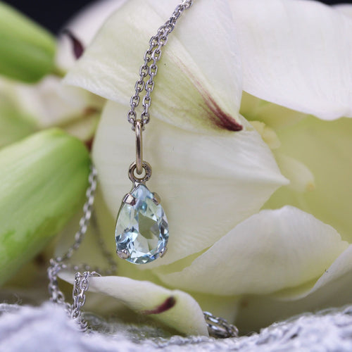 Pendentif Pendentif aigue-marine or blanc 58 Facettes 23-279