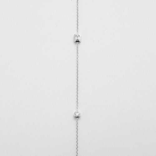 Collier Collier or blanc chaine alternée de diamants 58 Facettes 3674