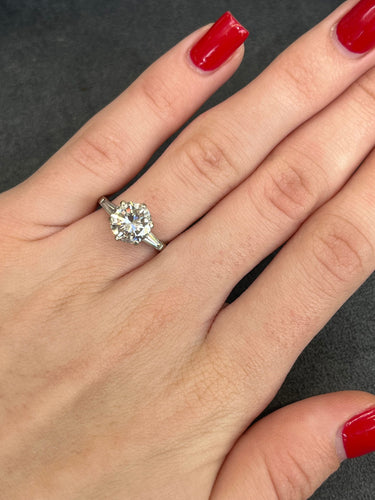 Bague solitaire or blanc et diamant 1,92 ct 58 Facettes