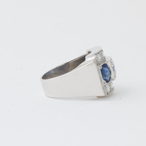 Bague 53 Bague Tank Art Déco Platine Saphirs Diamants 58 Facettes