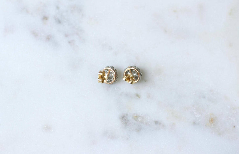 Boucles d'oreilles Boucles d'oreilles Marguerite or rose, diamants 58 Facettes