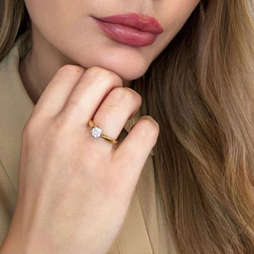 Bague 54 Solitaire Or Jaune  Diamants 58 Facettes 99-GS38386-1