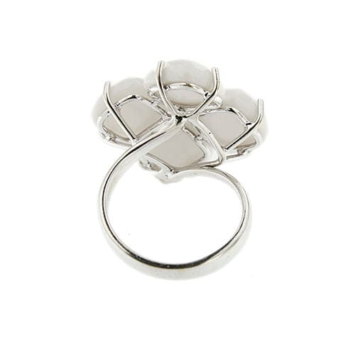 Blomster-ring med hvid onyx 