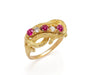 Bague 56 Bague Vintage Branchages Diamants Pierres Rouges Or Jaune 18 Carats 58 Facettes B374