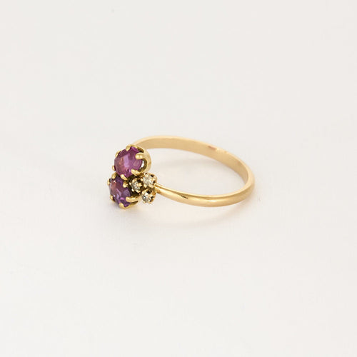 Bague 55 Bagur or jaune, saphirs roses et diamants 58 Facettes ALB1643