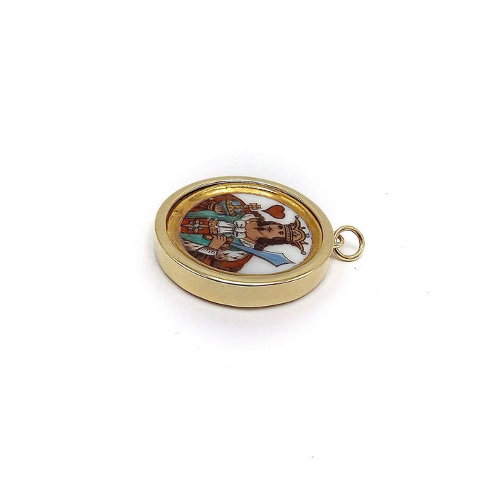 Pendentif Pendentif marqueur whist roi de cœur victorien en or 58 Facettes