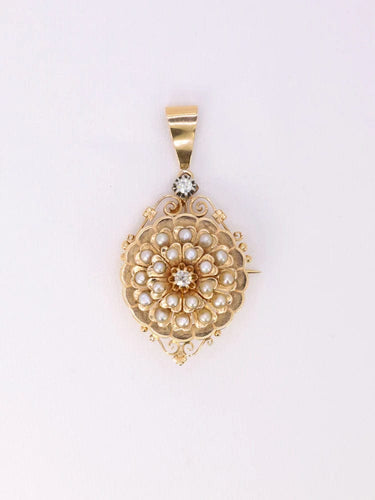 Collier GEORGES BRUNET - Collier Napoléon III or jaune diamants perles fines 58 Facettes 768