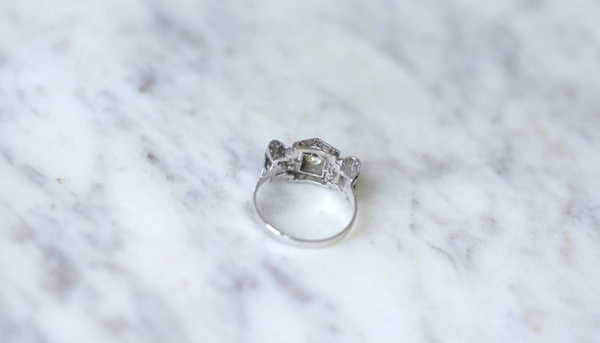 Bague 57 Bague Art Deco Géométrique Diamant 58 Facettes