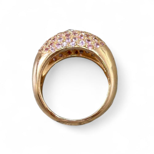 Bague 54 Bague dôme diamant 0,50 ct et saphirs roses en or jaune 18 carats 58 Facettes 197