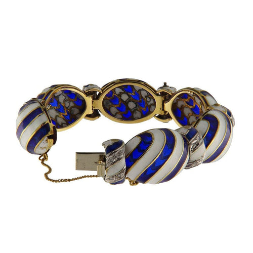 Bracelet Bracelet en or jaune avec émail et diamants 58 Facettes G3843