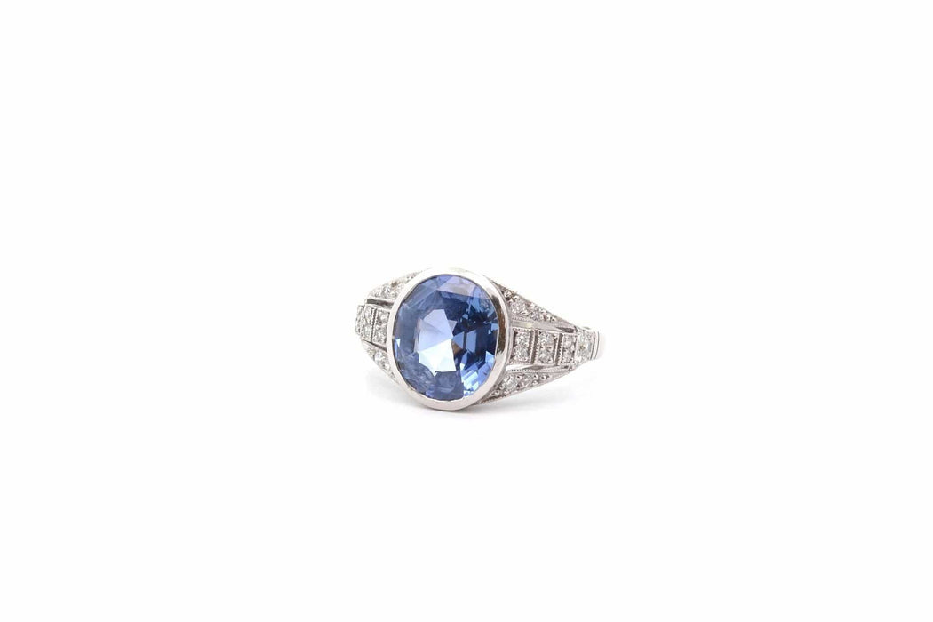 Bague 53 Bague saphir 3,71cts et diamants en platine 58 Facettes 26080-26035