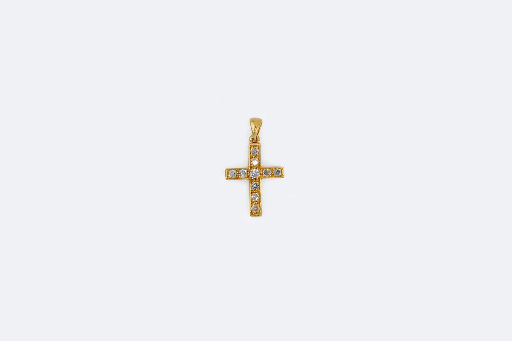 Ciondolo croce en oro giallo con diamanti