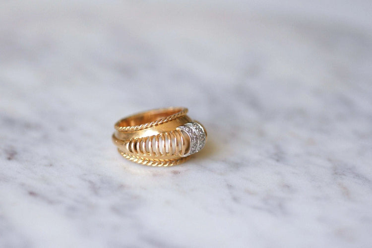 Bague 55 Bague fil vintage or rose et diamants 58 Facettes