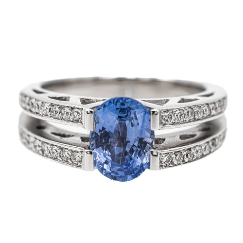 Bague 51 Bague Solitaire Or blanc Saphir 58 Facettes 2975753CN