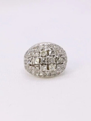 Bague Bague dôme or blanc diamants taille ancienne 58 Facettes J179