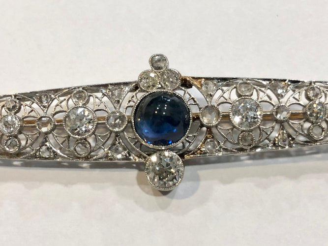 Broche Broche ancienne platine saphir et diamants 58 Facettes
