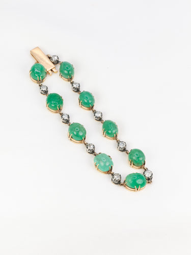 Bracelet Bracelet ancien cabochons d'émeraudes or jaune diamants 58 Facettes 777