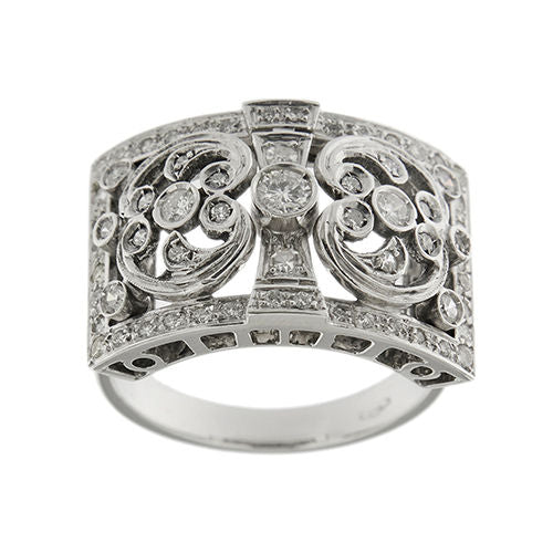 White gold and diamond headband ring