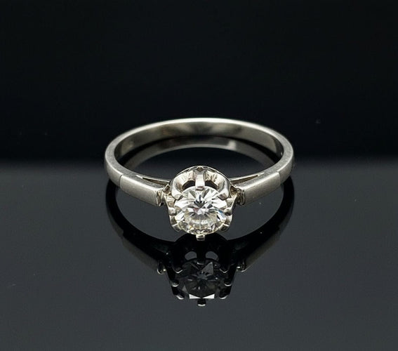 Bague Anello con Solitario di Diamante, ct. 0,17 58 Facettes