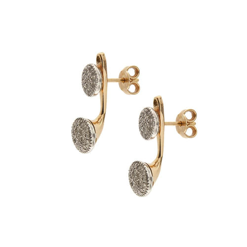 Cercei din aur roz si alb cu diamante