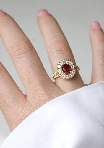 Bague 53 Bague Marguerite Spinelle Entourage Diamants 58 Facettes