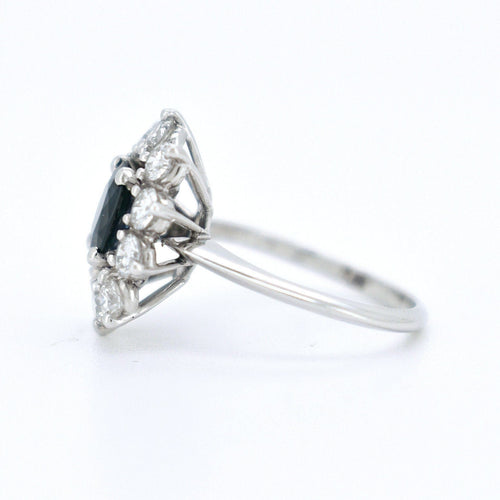 Bague Bague Marguerite Vintage en Or 18 Carats, Saphir Naturel et Diamants 58 Facettes 382
