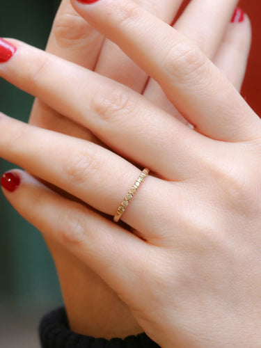 Bague 54 Demi alliance vintage or diamants jaunes 58 Facettes J184