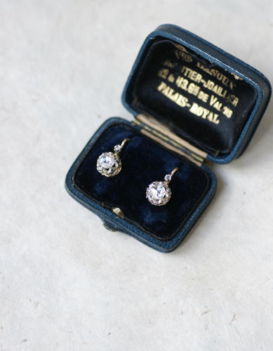 Boucles d'oreilles Dormeuses Anciennes Or Rose et Diamants taille rose 58 Facettes