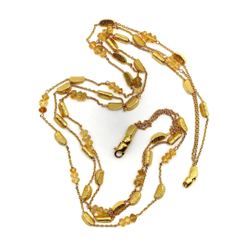 Collier Collier multi-rangs briolette lingot d'or et citrine 58 Facettes