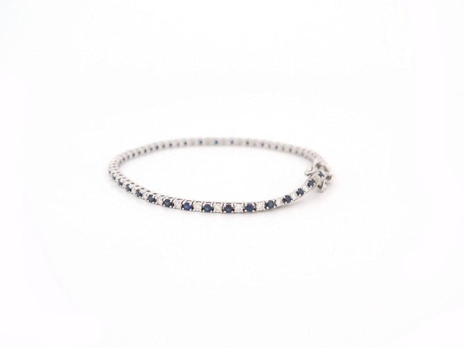 Bracelet bracelet riviere de diamants et saphirs 2ct maille tennis en or blanc 58 Facettes 260237