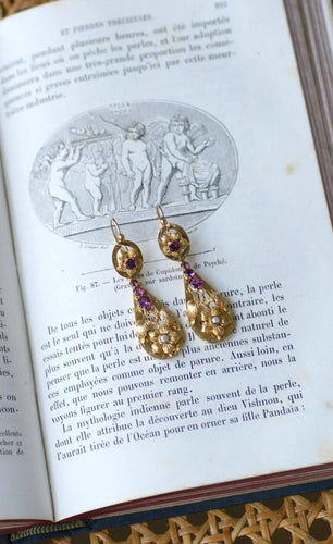 Boucles d'oreilles Boucles d'oreilles gouttes or jaune grenats 58 Facettes
