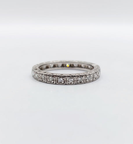 Bague 50.5 Alliance américaine art déco platine et diamants 58 Facettes A05316