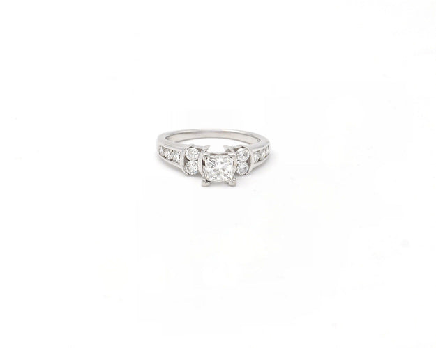 Bague Bague en or et platine avec diamant princesse 58 Facettes