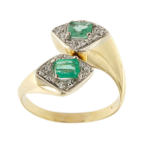 Bague Bague contraire avec émeraudes et diamants 58 Facettes 26976