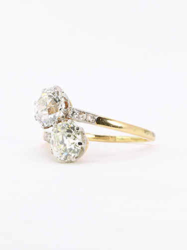 Bague 52 Bague ancienne toi et moi diamants taille ancienne 2,60 carats 58 Facettes 1113.1