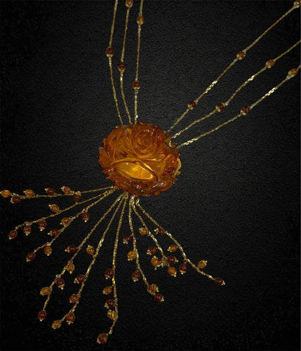 Collier Collier multi-rangs avec pendentif en ambre 58 Facettes