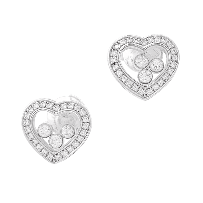 Boucles d'oreilles Boucles d'oreilles Chopard "Happy Diamonds" or blanc, diamants. 58 Facettes 34188