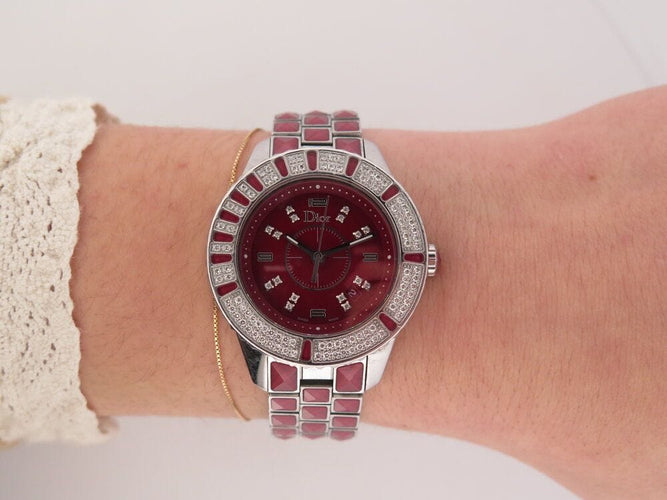 Montre montre CHRISTIAN DIOR christal cd11311h diamants 33mm acier quartz 58 Facettes 265950