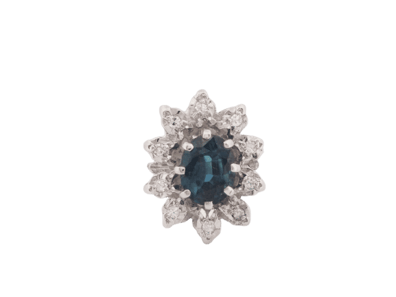 Bague 57.5 Bague entourage en or blanc, saphir et diamants 58 Facettes 31220