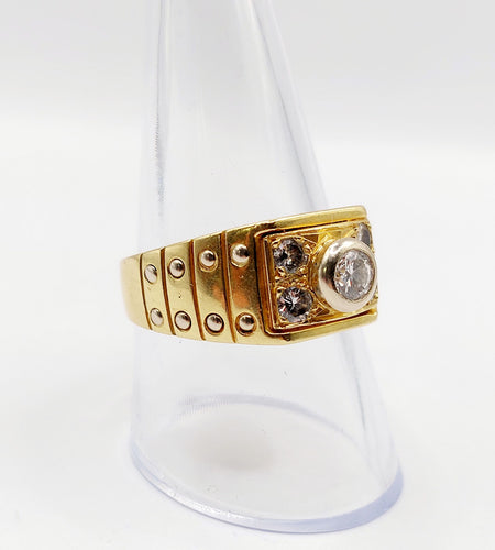 Bague 60 Bague chevalière Art Déco or jaune et diamants 58 Facettes A06309